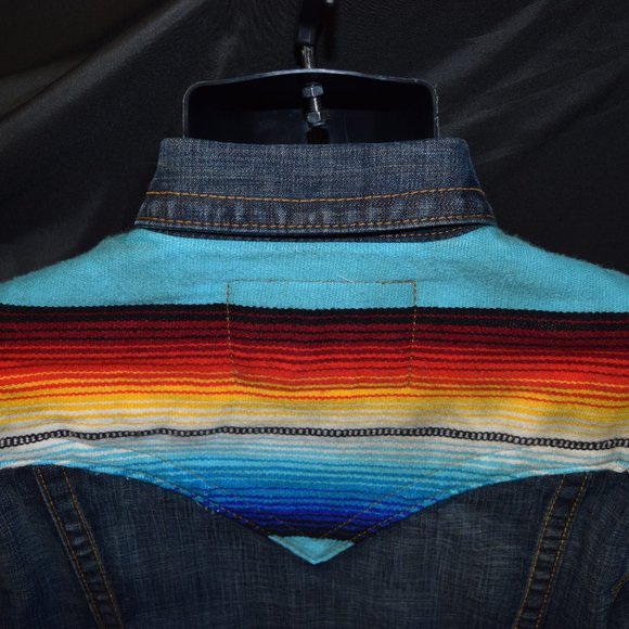 True Religion - Johnny Baja Western - Button Front Denim Jacket - Size M - Picture 7 of 14